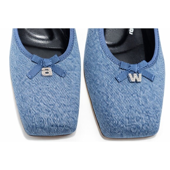 Alexander Wang Billie Flat Womens Size 9 Square Toe Ballet Shoes Indigo Denim - Picture 7 of 16